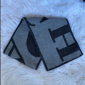 Coach Wool Angora Cashmere Logo Knit Scarf Spellout